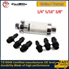 Fuel Filter Glass Hose Pipe 1/4" 5/16" 3/8" 6mm 8mm 10mm Car Universal Chrome