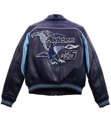 NEW Men's Avirex Nitro Run Racing Blue Classic Motorcycle Leather Jacket NWT