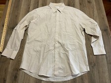 ENRO Shirt, Men's Size 17.5 34-35, Tan, Plaid, Button Down, Non Iron