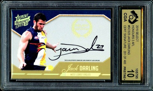 CGA 10+ - 2015 SELECT SIGNED AFL Graded Card JACK DARLING Gold Label 201/400
