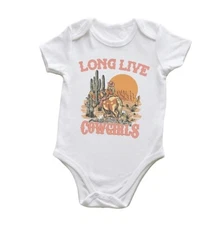 Western Design Long Live Cowgirls Summer Bubble Romper One Piece Bodysuit