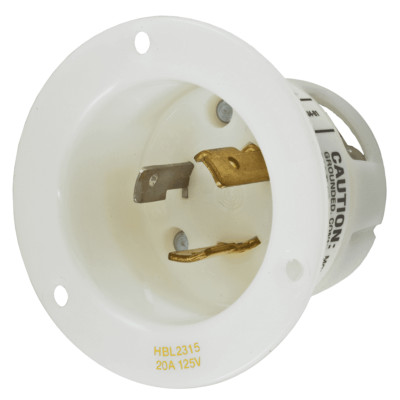 Hubbell HBL2315 Flanged Locking Inlet, 20 Amps, 125VAC Voltage, NEMA Config