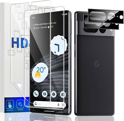 2x Kunststoff Google Pixel 7 Pro Displayschutzfolie + 2 Kamera Linse Schutz - Neu