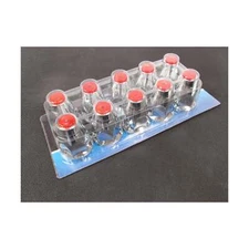 Fortpro 33mm x 2 1/8" Chrome Thread-On Nuts Covers with Red Top Reflector - 10 P