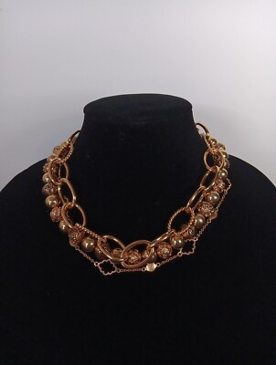 Set Of 3 Lauren Ralph Lauren Gold Tone Bead Collar 17” Chain