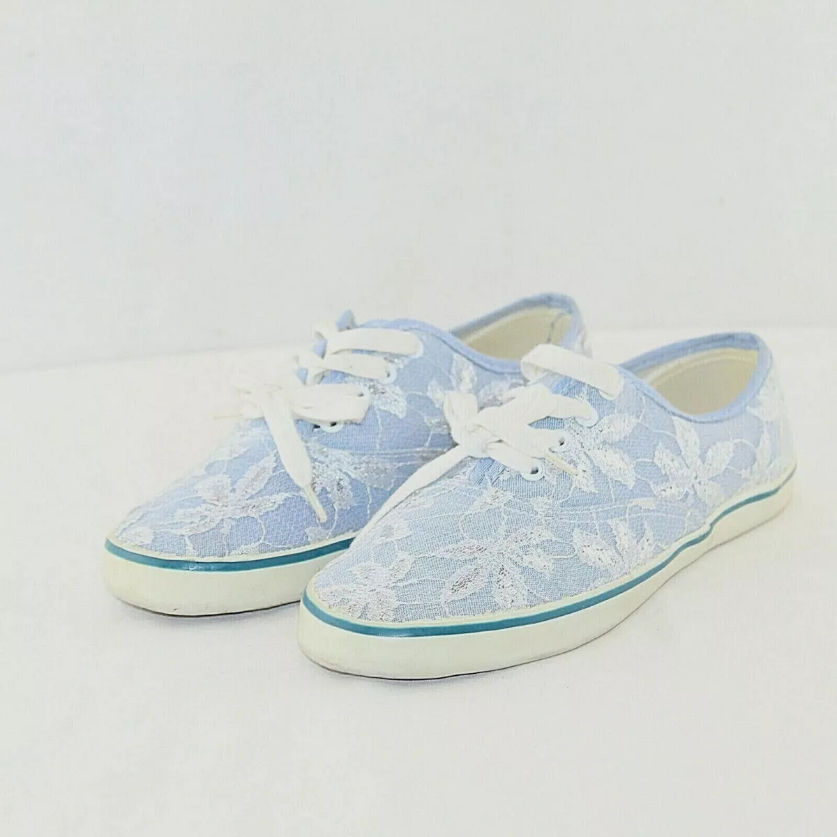 FUN STEPS womens sneakers size 6.5 M lace up blue with silver