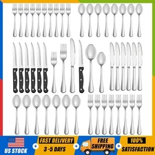 48 Pcs Silverware Set for 8 Stainless Steel Flatware Cutlery Utensil Kitchen Set