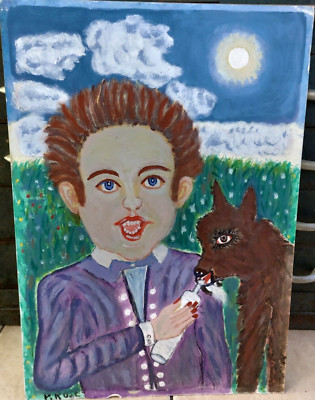 Peter Rose Trash Art Gouache Porträt Brebis Naive Kunst Nerd Kunst