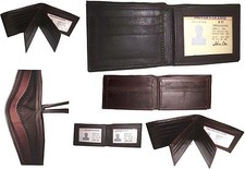 Lot of 6 Men's Soft Leather Wallet 9 Card Holder 3 ID window new Billfold Wallet
