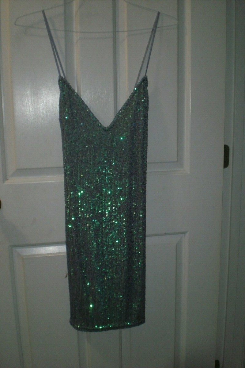 victoria's secret green sequin dress Victoria Secret Emerald Green Slip Dress Gold Label Petite Extra Small
