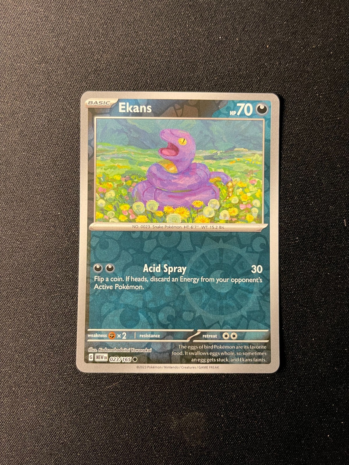 Pokemon Reverse Holo Ekans - 23/165 TCG Scarlet and Violet 151 - NEAR MINT
