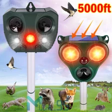 5000FT Solar Ultrasonic Animal Repellent Garden Dog Skunk Deer Raccoon Repeller