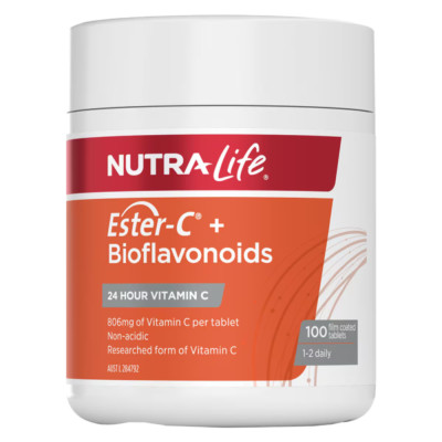 Nutra-Life Ester-C + Bioflavonoids 100 Tablets Non-Acidic Vitamin C Immunity