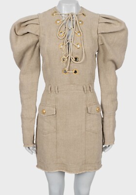 knee length dresses for ladies BALMAIN Short Lace-up Dress – Petite Chérie main image 0