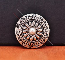 10X Silver Western Flower Pattern Belt Leathercraft Hardware Grey Pearl Concho