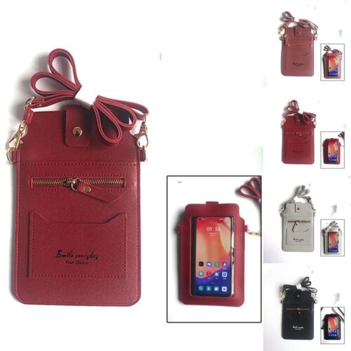 Bolso bandolera rosa para mujer con pantalla táctil para teléfono celular bolsa billetera estuche de hombro - Imagen 1 de 8