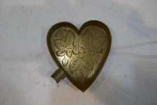 Vintage Brass Heart Shaped  Ashtray from India - Ornate, Engraving