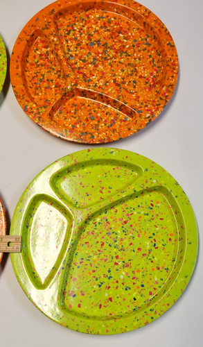Zak Designs Set di 4 Piatti Divisi Confetti Melamina Arancione Verde Lotto - Foto 11 di 13