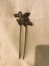 ANTIQUE TO OLDER CHINESE HAIR PIN PIECE COMB METAL CARP FISH