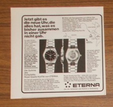 Rara Pubblicità Vintage ETERNA ROYAL QUARTZ KONTIKI Orologi 1978