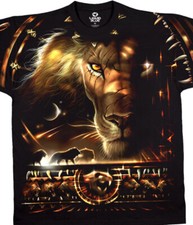 Camiseta Orgullo León Tribal Azul Líquido L XL 2XL Estampado Completo AOP Big Cat