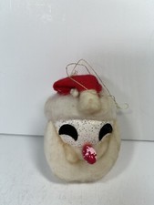 VTG 1950s Christmas Putz  Cardboard Santa Claus Head  Cotton Trimmings Japan
