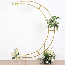 Gold 7.5 feet Metal Floral Display Frame Crescent Moon BACKDROP STAND Arch Party