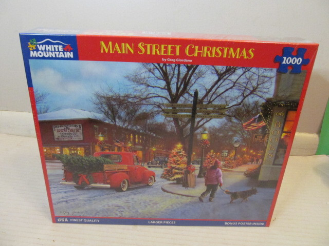 White Mountain Christmas 1000 Piece Jigsaw Puzzle - Main Street Winter Scene For Adults & Family