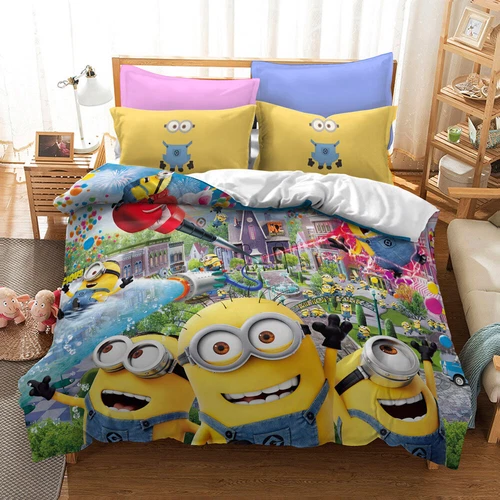 Minions Cartoon Donna Duvet Cover Bedding Set Pillowcases Single Double Queen - Bild 11 von 32