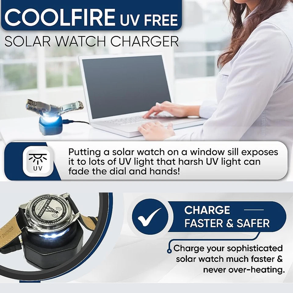 CoolFire Solar Watch Fast Charger for All Eco Solar Watches Hombre Solar Pad - Image 3 of 4