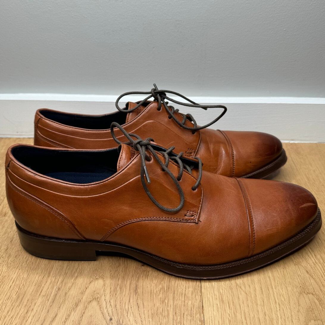 Cole Haan Men's Carnegie Cap Toe Derby Oxford Dress Shoe Brown Tan Leather