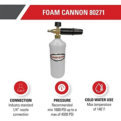 Simpson Cleaning 80271 Pressure Washer Foam Cannon with 1/4 Inch