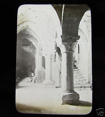 Glas Magische Laterne Dia MONT ST MICHEL GRUFT UM 1900 FRANKREICH
