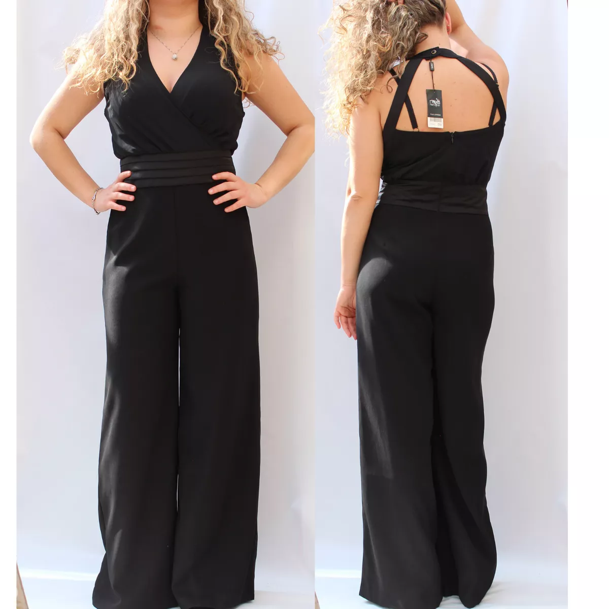 NEXT Black Tailored Classy Wide Leg All in One Piece Outfit Jumpsuit UK 8-10-12