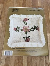 Vintage Candlewicking Pillow Embroidery Kit Pink Roses Pillow Something Special