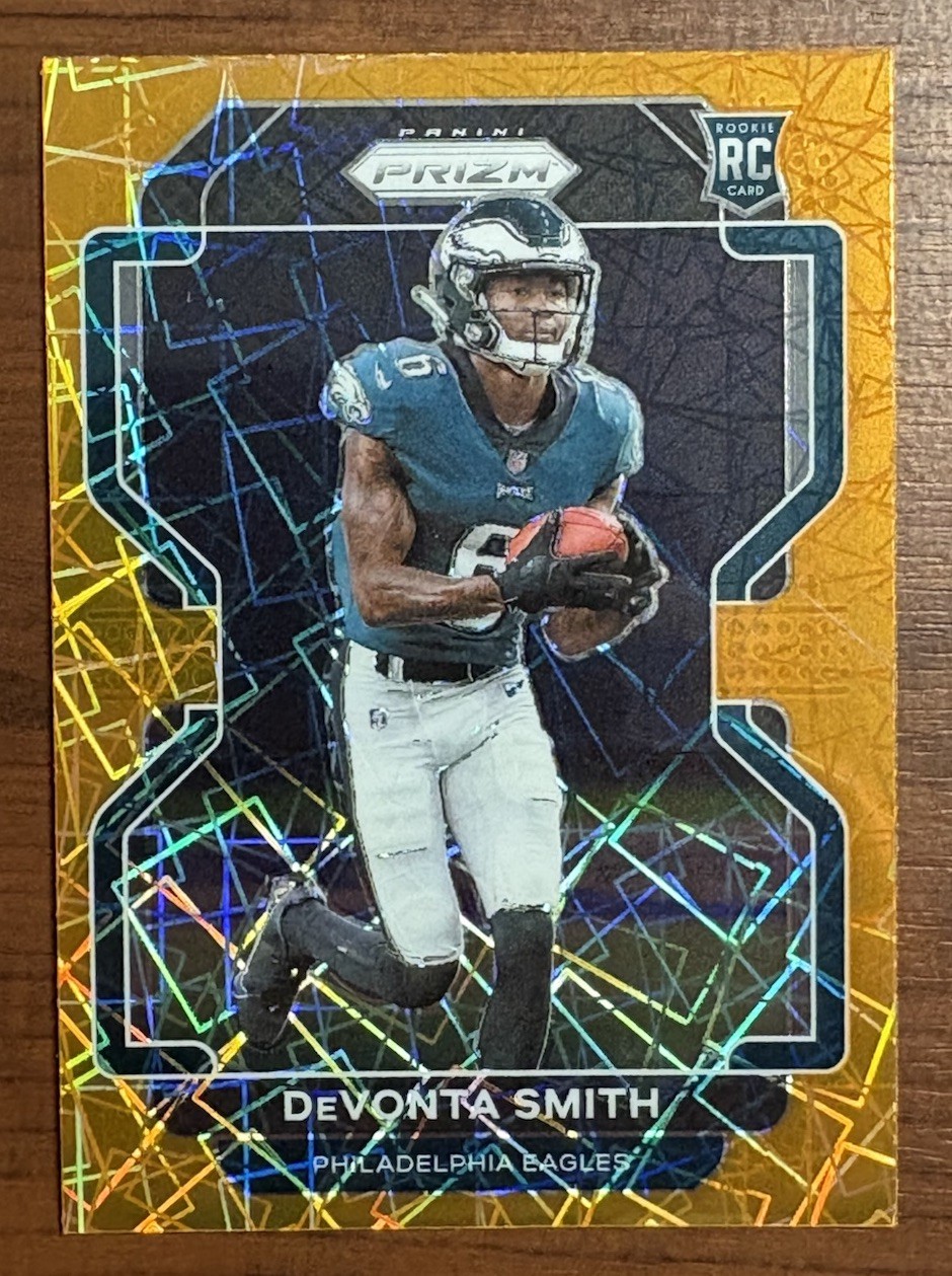 DeVonta Smith 2021 Panini Prizm #335 Orange Lazer Prizm Rookie RC