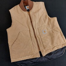 Carhartt Duck Vest Men's Large Brown Workwear Quilted Lined NO SIZE TAG