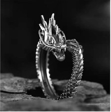 Adjustable Men  s Retro Wolf Dog Head Ring   Viking Style Statement Jewelry