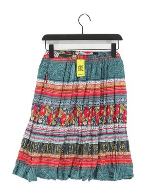 Nerz Rosa Damen Midi Rock XS Multi Grafik 100% Viskose Midi A-Linie