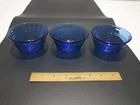 3 Vintage Pyrex Clear Blue Glass 463 175 ml Custard Bowl  (Excellent)