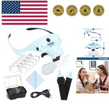 Magnifying Glasses with Light for Close Work, Head Magnifier with 4 LED Light...
