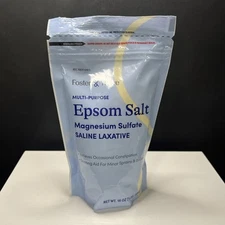 Foster & Thrive 1 lb Pouch Epsom Salt Granules Magnesium Sulfate USP 100% Laxat