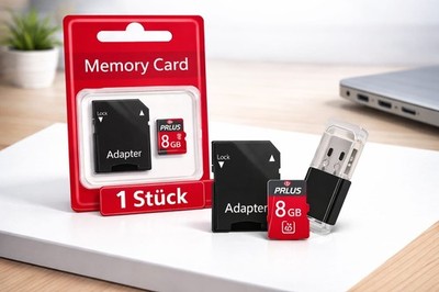 Micro SD Speicherkarte 8GB --Inklusive USB-Kartenleser und Adapter