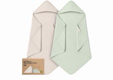 Keababies Lyra Muslin Baby Hooded Towel Pack Of 2 Sage