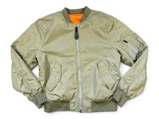 Alpha Industries MA-1 Flyer s Bomber Reversible Jacket Mens Size L Green/Orange