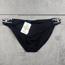 Becca Swim Bikini Bottom Black Lace Trim Stretch Bottoms Size XXL NWT