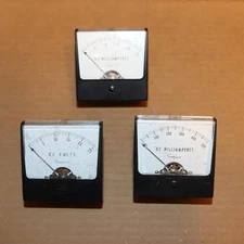 Lot of 3 Simpson DC Voltmeters Amp Meters 1-15/ 0-500 milliamperes 0-25 volts