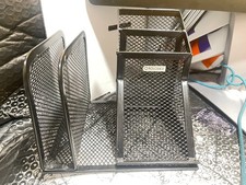 Rolodex Gunmetal Black Compartment Office Supplies Desk Organizer M15 