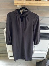 CALVIN KLEIN NWT $134 Solid Black Crepe Stretch Mock Keyhole Shift Dress Size 6