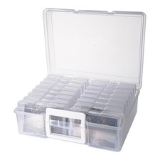 Plastic Clear Photo Storage Picture Storage Containers With Handle,16 inner 4...